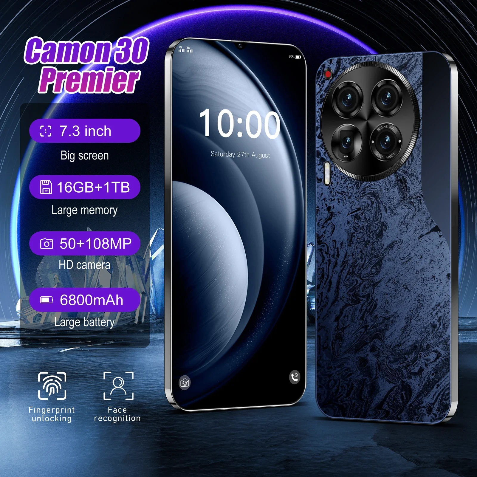 Global Version C30 premier 5G Smartphone 7.3 Inch 16GB 1024GB Snapdragon8+Gen3,108 MP Camera 6800Mah Battery Android Phone
Global Version C30 premier 5G Smartphone 7.3 Inch 16GB 1024GB Snapdragon8+Gen3,108 MP Camera 6800Mah Battery Android Phone