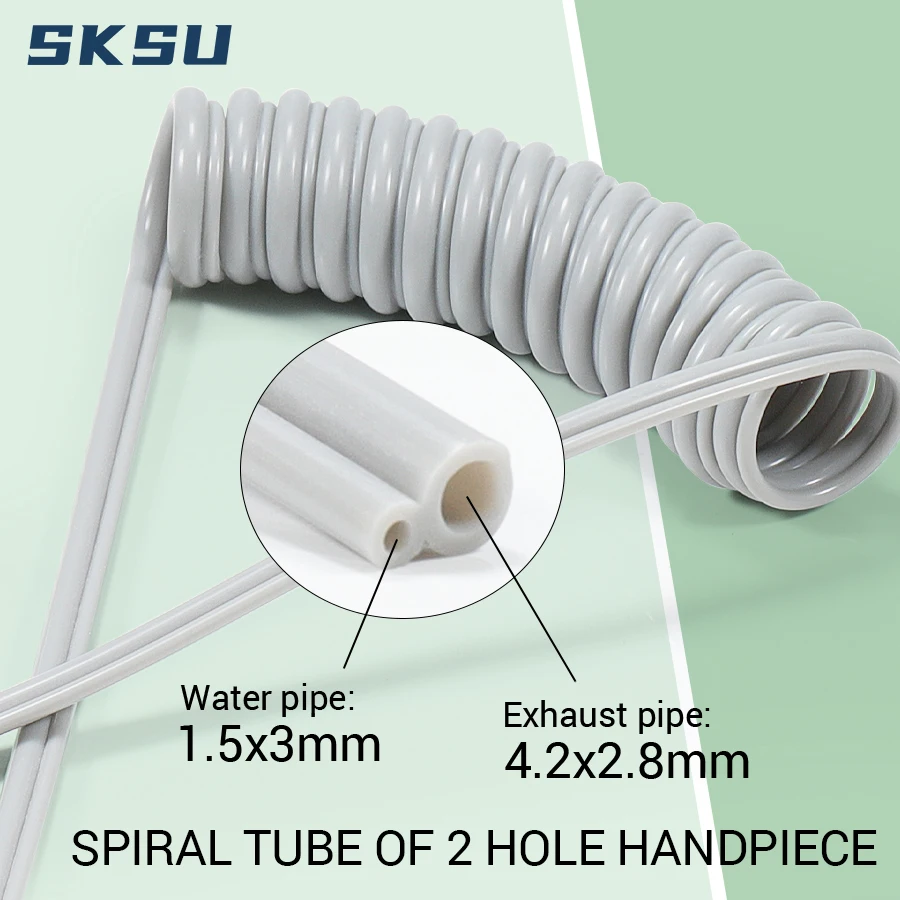 2-Hole Spiral Handpiece Tube with Small & Large Aperture, Gray Coiled Air Water Tubing for Dental Handpiece & 3-Way Syringe
2-Hole Spiral Handpiece Tube with Small & Large Aperture, Gray Coiled Air Water Tubing for Dental Handpiece & 3-Way Syringe
