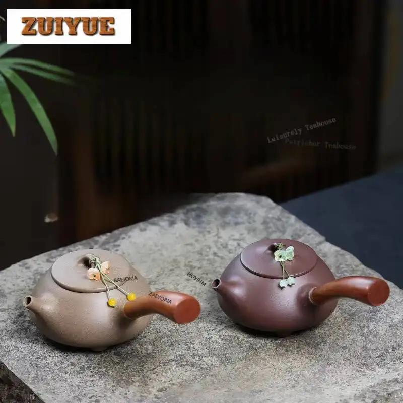 230ml Traditional Yixing Purple Clay Teapots Handmade Stone Scoop Side Handle Pot Raw Ore Mud Kettle Zisha Tea Set For Tea
230ml Traditional Yixing Purple Clay Teapots Handmade Stone Scoop Side Handle Pot Raw Ore Mud Kettle Zisha Tea Set For Tea