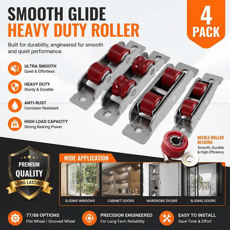 4Pcs UPVC Window Roller Replacement 88 Type/77 Type Nylon Twin Wheel Stainless Bearing Sliding Door Track Runner Pulley
4Pcs UPVC Window Roller Replacement 88 Type/77 Type Nylon Twin Wheel Stainless Bearing Sliding Door Track Runner Pulley