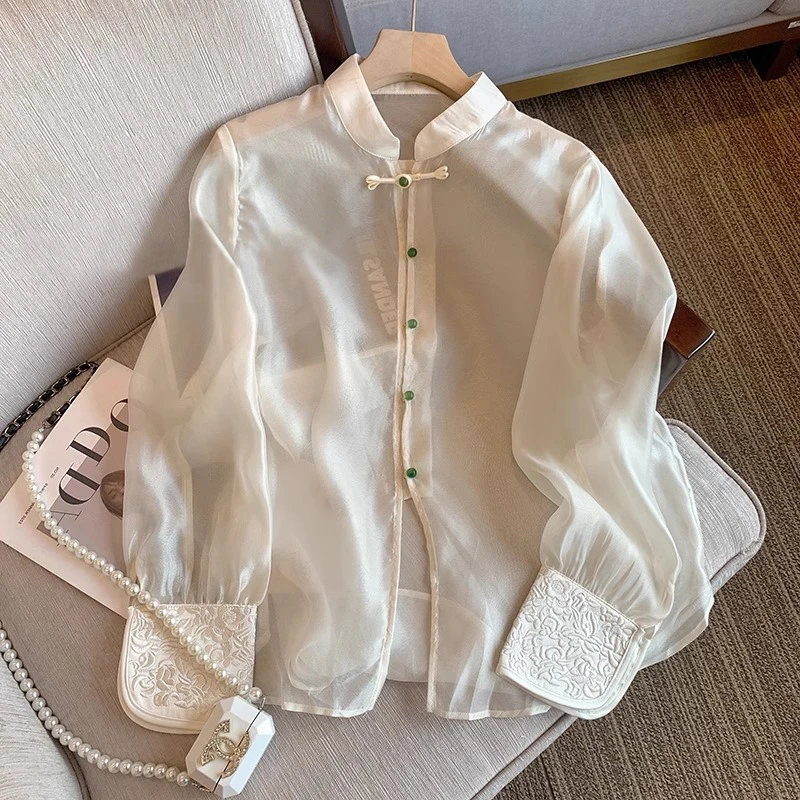 New Chinese Sle Embroidered European Tulle irt Women Spring Autumn High End Retro Light Loose Button up Long Sve Blouse
New Chinese Sle Embroidered European Tulle irt Women Spring Autumn High End Retro Light Loose Button up Long Sve Blouse