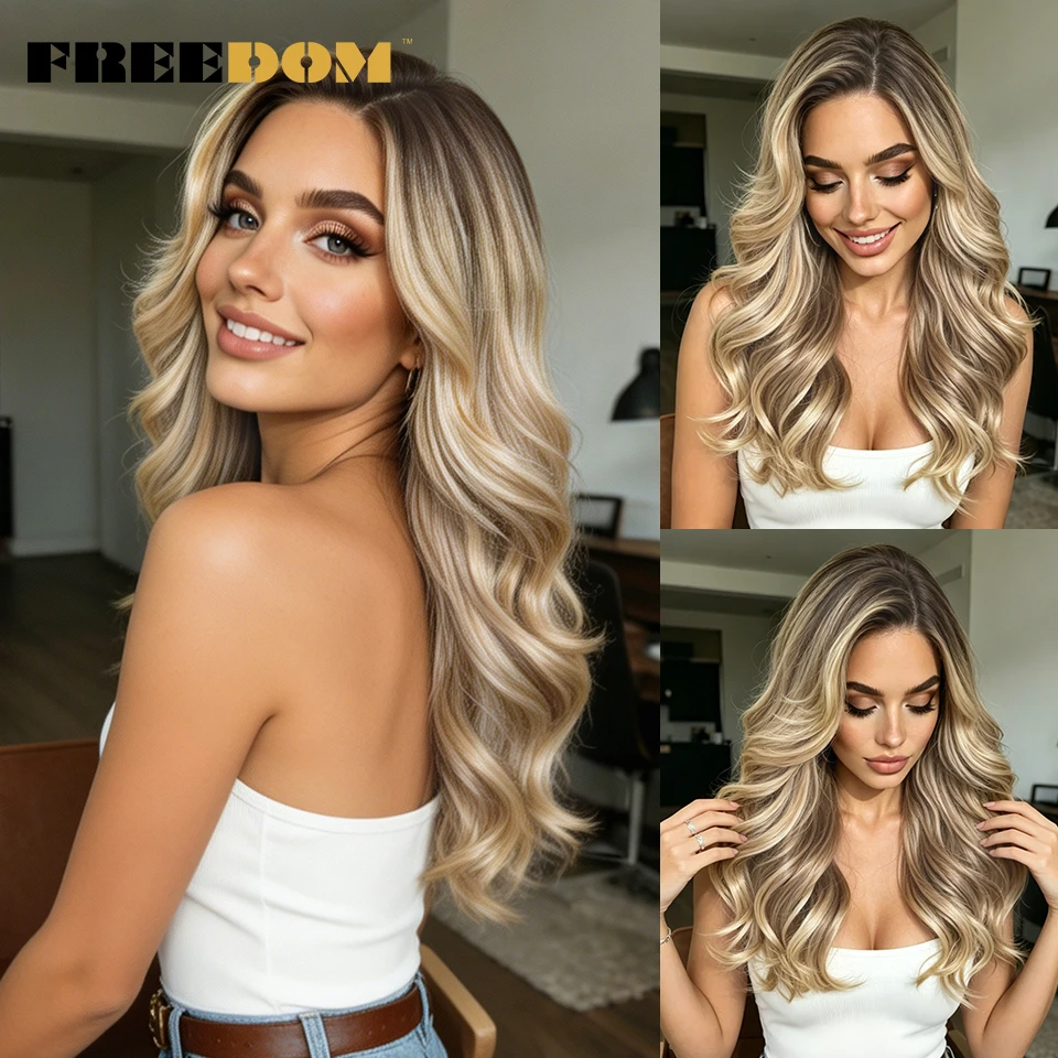 FREEDOM Synthetic Lace Front Wigs For Women Natural Looking 20" 13x4 Pre Plucked Body Wave Ombre Brown Highlight Daily Party Wig
FREEDOM Synthetic Lace Front Wigs For Women Natural Looking 20" 13x4 Pre Plucked Body Wave Ombre Brown Highlight Daily Party Wig