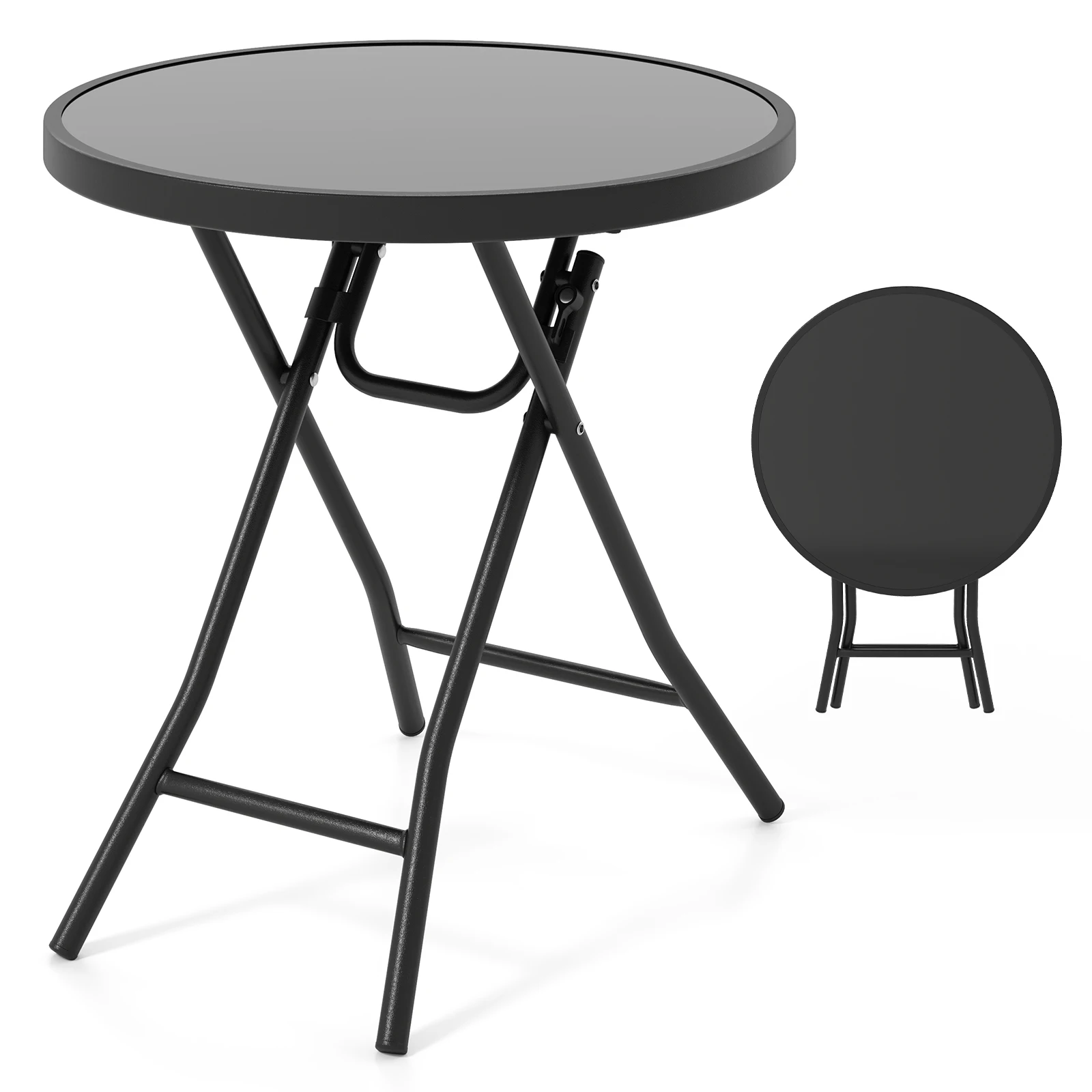 18" Folding Side Table Round Compact Coffee Table w/Tempered Glass Tabletop
18" Folding Side Table Round Compact Coffee Table w/Tempered Glass Tabletop