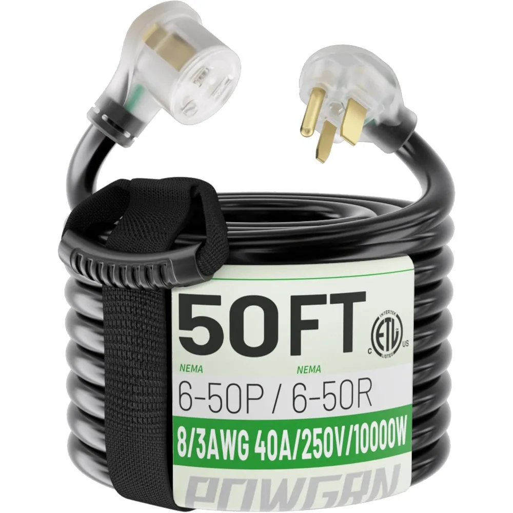 40 AMP 50ft Welder Extension Cord Outdoor with LED Indicator, 8 Gauge NEMA 6-50 Heavy Duty Welding Cord 3 Prong
40 AMP 50ft Welder Extension Cord Outdoor with LED Indicator, 8 Gauge NEMA 6-50 Heavy Duty Welding Cord 3 Prong