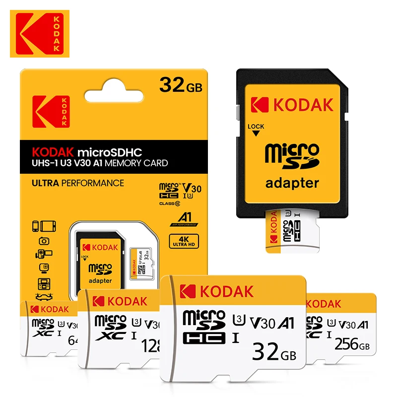 Original KODAK Micro SD Card 32GB 64GB 128GB Memory Card U3 4K 64G SDHC Mini microsd UHS-I C10 TF Trans Flash card
Original KODAK Micro SD Card 32GB 64GB 128GB Memory Card U3 4K 64G SDHC Mini microsd UHS-I C10 TF Trans Flash card