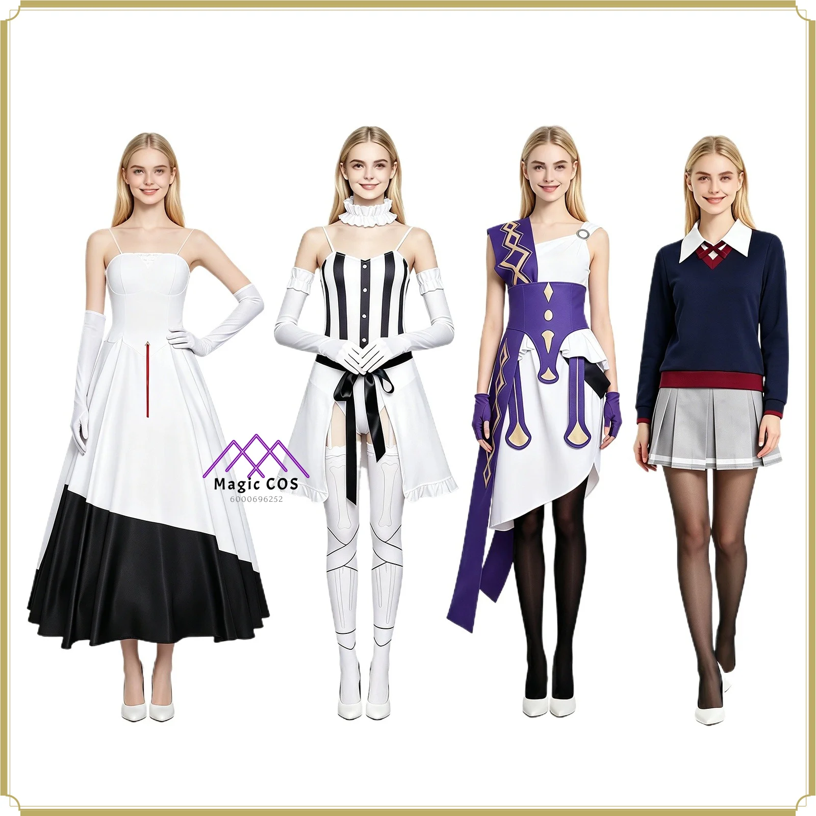 Popular Anime Character Tiné Chelc Cosplay Costume Female Role Playing White & Purple Dress Full Set for Halloween party suit
Popular Anime Character Tiné Chelc Cosplay Costume Female Role Playing White & Purple Dress Full Set for Halloween party suit