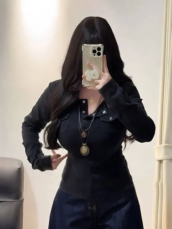 Retro plus Size Women's T-Shirt Long Sleeve Half Collar Double Pocket Regular Fit Casual Style Fashionable Base Shirt Top
Retro plus Size Women's T-Shirt Long Sleeve Half Collar Double Pocket Regular Fit Casual Style Fashionable Base Shirt Top
