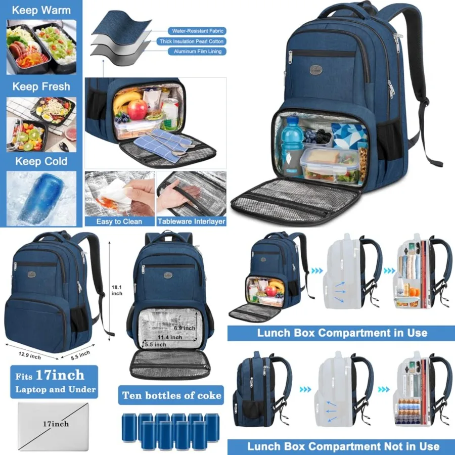 Lunch Backpack for Men, Travel Laptop Backpack with Cooler Compartment, Airle Approved Carry On Backpack, Waterproof Computer B
Lunch Backpack for Men, Travel Laptop Backpack with Cooler Compartment, Airle Approved Carry On Backpack, Waterproof Computer B