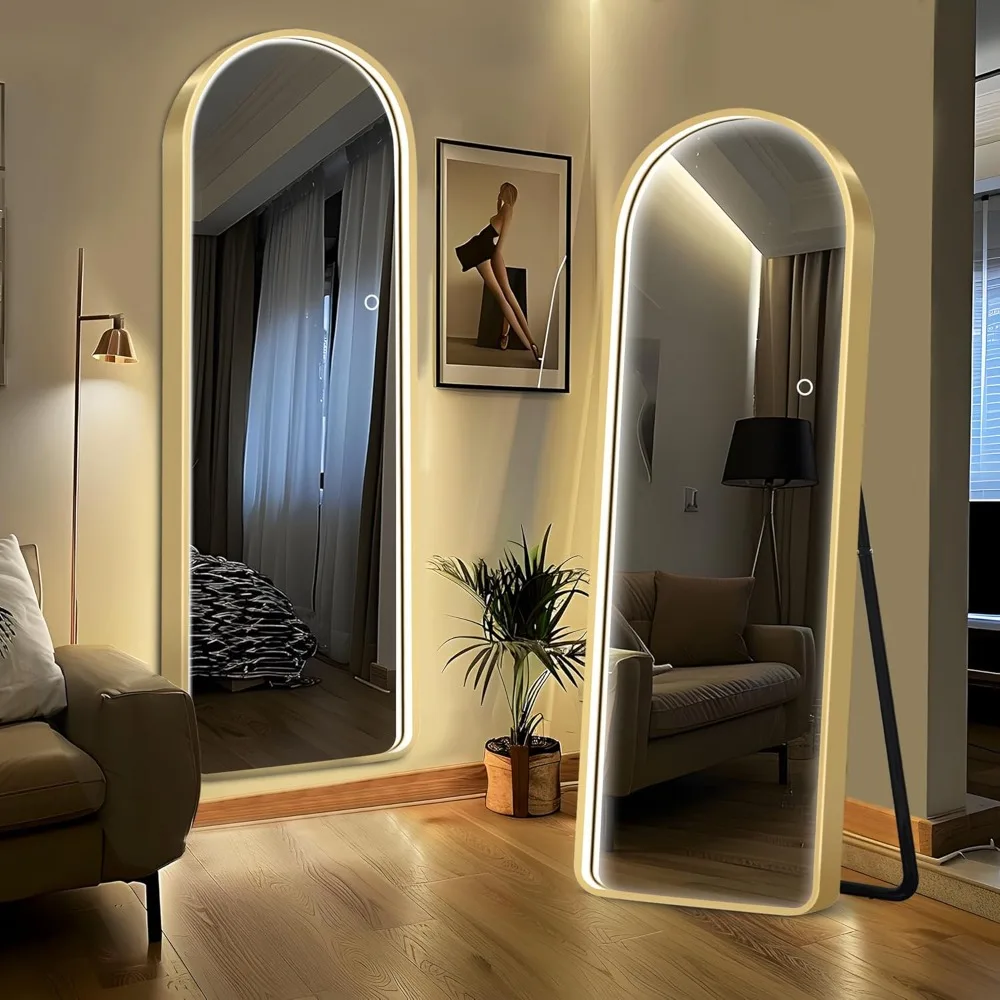 Arched Full Length Mirror with Lights, 64"x20" LED Wall Mounted Full Body Mirror Full Length with Stand, Dimmable 3 Lighti
Arched Full Length Mirror with Lights, 64"x20" LED Wall Mounted Full Body Mirror Full Length with Stand, Dimmable 3 Lighti