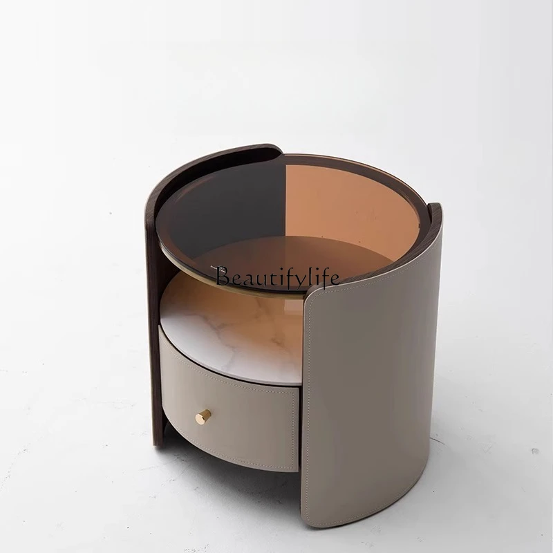 Italian light luxury saddle leather round bedside table rock slab modern small apartment solid wood bedroom storage cabinet
Italian light luxury saddle leather round bedside table rock slab modern small apartment solid wood bedroom storage cabinet