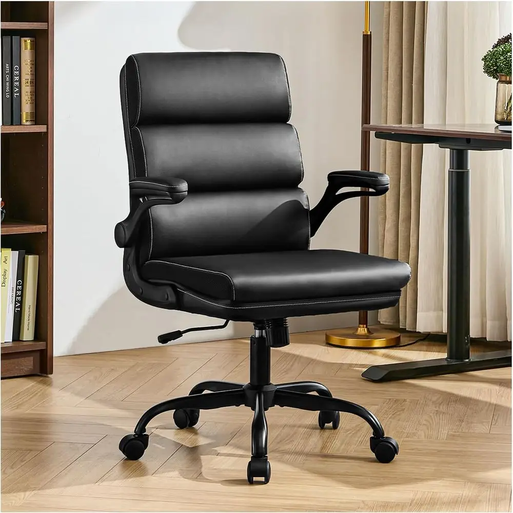 Adjustable Ergonomic Desk Chair with Bonded Leather, Padded Armrests, Swivel Wheels - Black
Adjustable Ergonomic Desk Chair with Bonded Leather, Padded Armrests, Swivel Wheels - Black