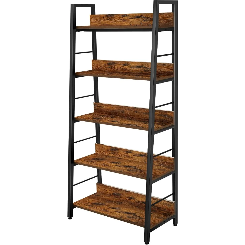 5 Tier Ladder Shelf Bookcase, Industrial Rustic Open Wood Metal Ladder Bookshelf for Living Room Bedroom Home Office, Rus
5 Tier Ladder Shelf Bookcase, Industrial Rustic Open Wood Metal Ladder Bookshelf for Living Room Bedroom Home Office, Rus