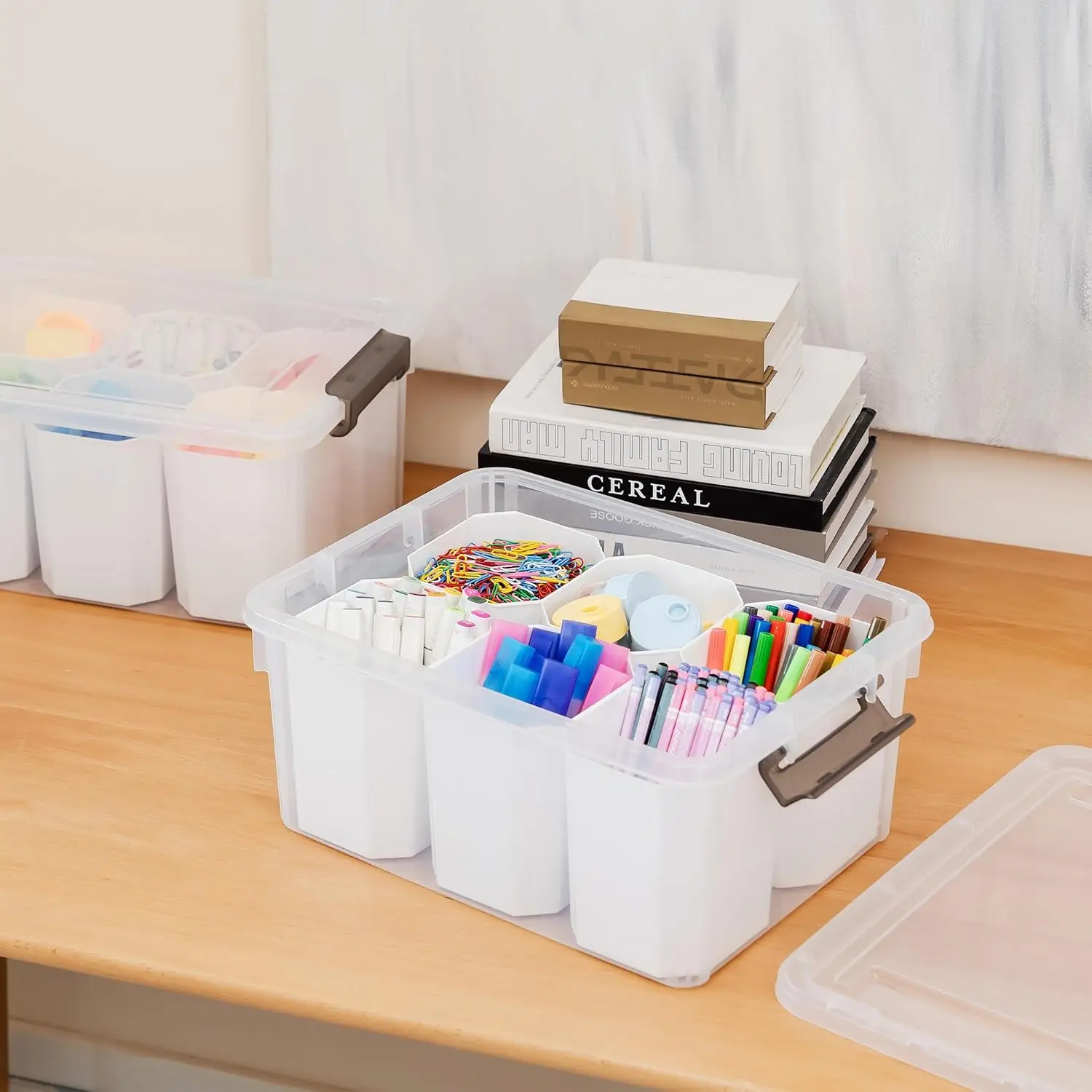 Plastic Storage Box withRemovable Tray Multipurpose Stackable Storage Containers For Organizing Crafts,Crayon,Office Supplies
Plastic Storage Box withRemovable Tray Multipurpose Stackable Storage Containers For Organizing Crafts,Crayon,Office Supplies