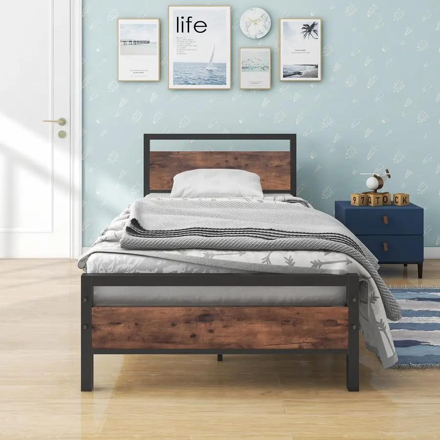 Каркас кровати Twin Size с винтажным деревянным изголовьем в стиле фермерского дома, прочная металлическая платформа, не требует пружинного блока, с жестким матрасом
Каркас кровати Twin Size с винтажным деревянным изголовьем в стиле фермерского дома, прочная металлическая платформа, не требует пружинного блока, с жестким матрасом