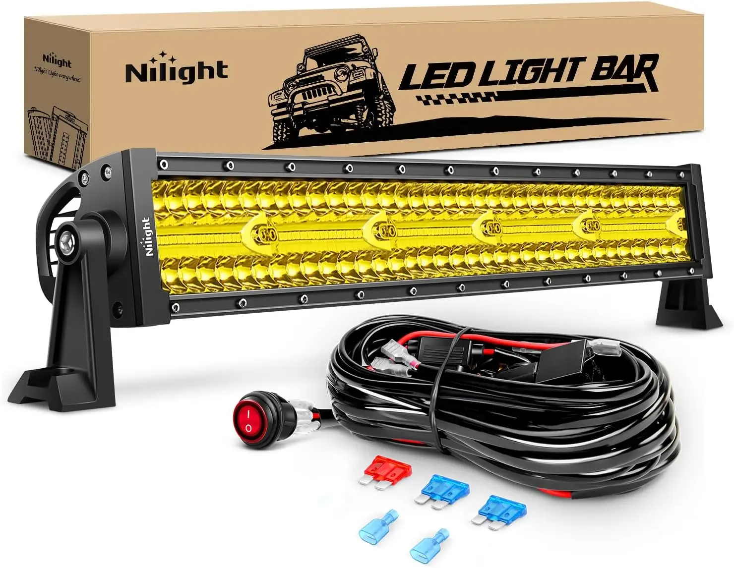 22-Inch 480W Amber LED Light Bar Triple Row Flood Spot Combo Waterproof Off-Road Lighting for Trucks SUV ATV UTV
22-Inch 480W Amber LED Light Bar Triple Row Flood Spot Combo Waterproof Off-Road Lighting for Trucks SUV ATV UTV