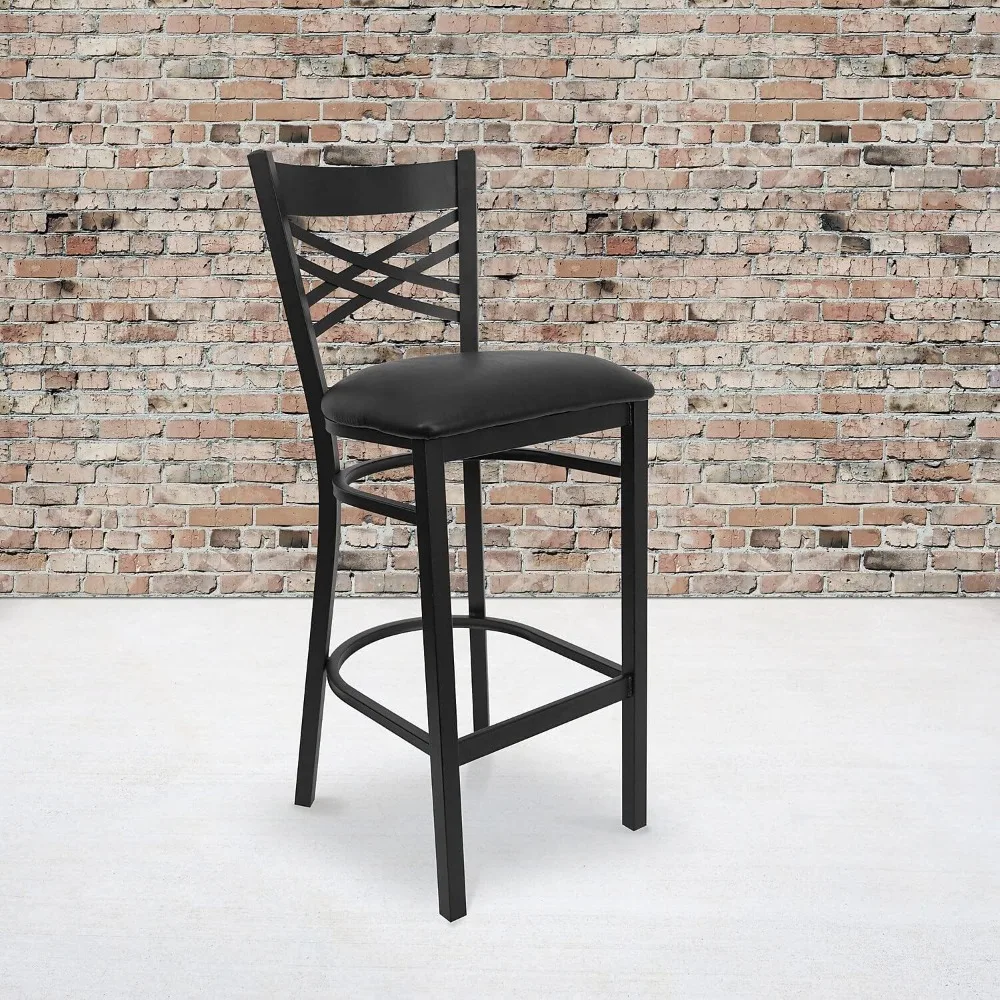 Series Black ''X'' Back Metal Restaurant Barstool - Black Vinyl Seat
Series Black ''X'' Back Metal Restaurant Barstool - Black Vinyl Seat