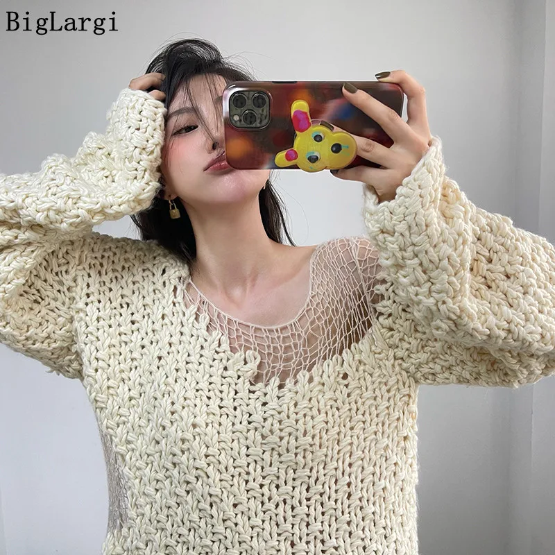 Autumn Winter Knitted Sweater Women Top Korean Loose Lazy Oaf Hollow Strapless Laides Sweaters Long Sleeve Pullover 2022 Jumper
Autumn Winter Knitted Sweater Women Top Korean Loose Lazy Oaf Hollow Strapless Laides Sweaters Long Sleeve Pullover 2022 Jumper