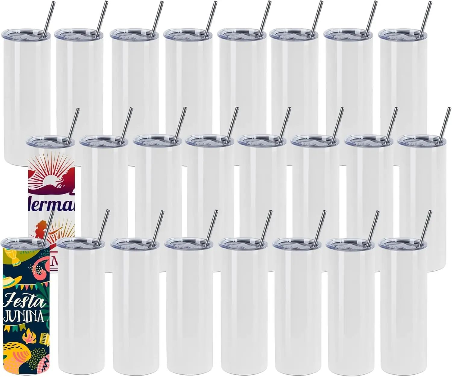 24-Pack 20 oz Sublimation Tumblers, Double Wall Stainless Steel with Lid and Straw, Shrink Wrap Included
24-Pack 20 oz Sublimation Tumblers, Double Wall Stainless Steel with Lid and Straw, Shrink Wrap Included