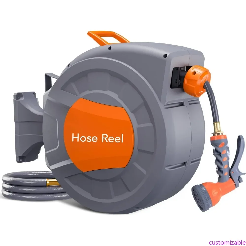 72-Foot Retractable Garden Hose Reel with 9-Setting Spray Nozzle for Effortless Watering
72-Foot Retractable Garden Hose Reel with 9-Setting Spray Nozzle for Effortless Watering