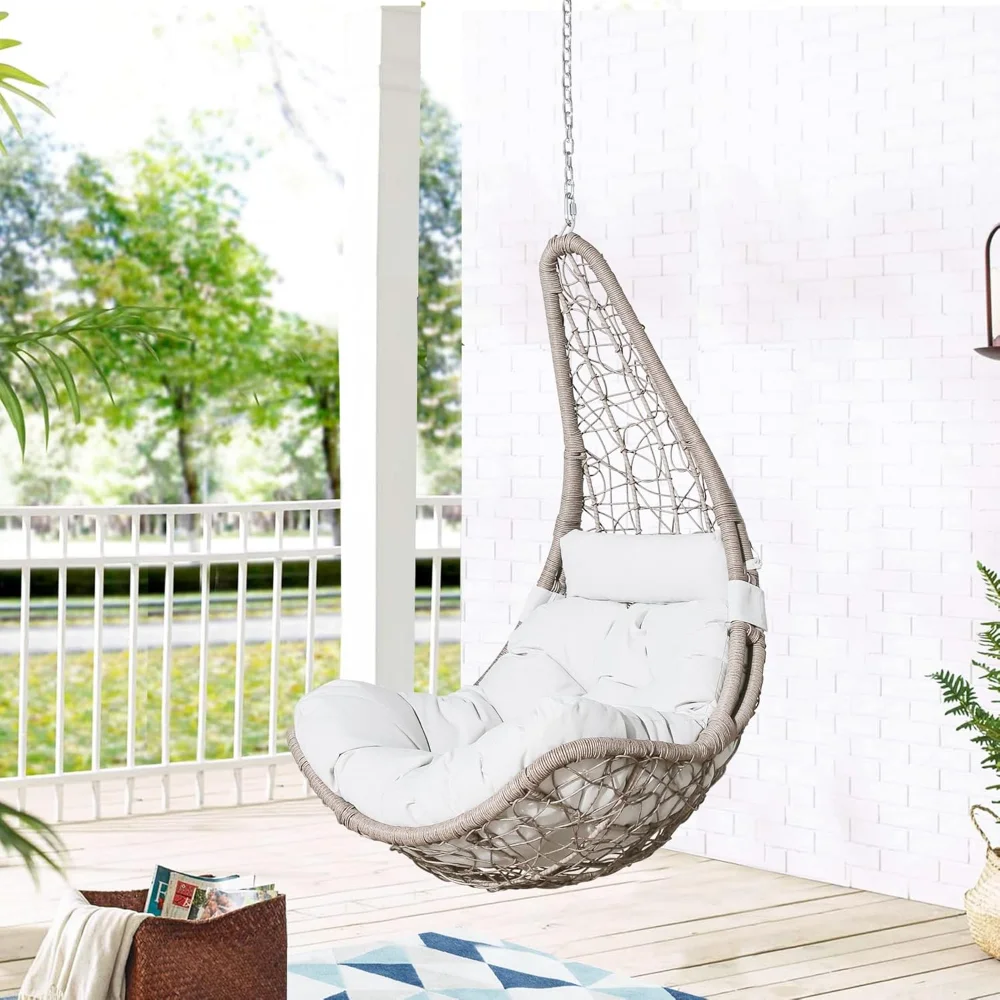 Outdoor Wicker Hanging Chair Swing, Patio Hanging Basket Swing Chair with Hanging Steel Chain (Beige)
Outdoor Wicker Hanging Chair Swing, Patio Hanging Basket Swing Chair with Hanging Steel Chain (Beige)