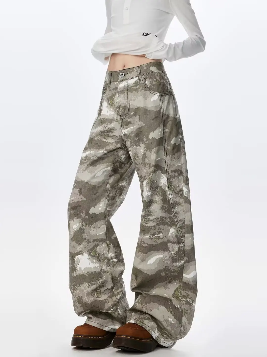 American Vibe High Street Camouflage Jeans Men's Women's Retro Waed Flared Straight Leg Slimming Casual Long Trousers
American Vibe High Street Camouflage Jeans Men's Women's Retro Waed Flared Straight Leg Slimming Casual Long Trousers