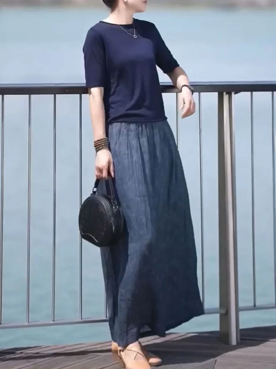 Casual Loose Midi Skirt Elegant Simple Design Summer 2024 Slimming Versatile Half-length Skirt for All Body Types
Casual Loose Midi Skirt Elegant Simple Design Summer 2024 Slimming Versatile Half-length Skirt for All Body Types