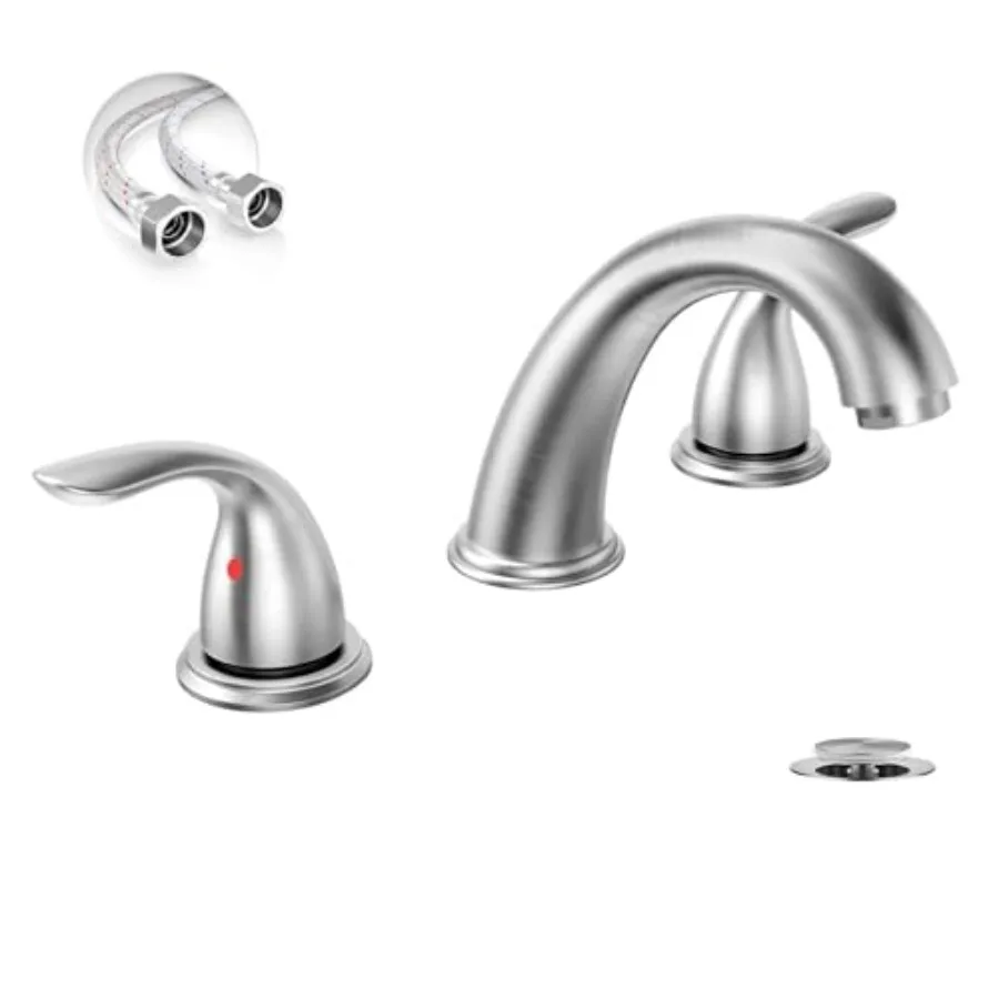 3-Hole 8 Inch Widespread Bathroom Faucet Low Arc 2-Handle Bathroom Vanity Faucet Water line and Metal Pop Up Drain, BF03008-K05
3-Hole 8 Inch Widespread Bathroom Faucet Low Arc 2-Handle Bathroom Vanity Faucet Water line and Metal Pop Up Drain, BF03008-K05
