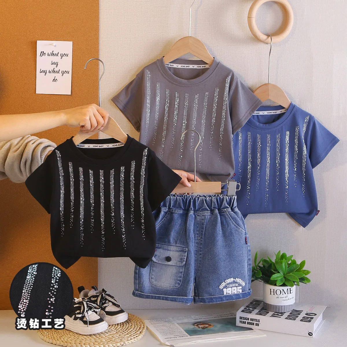 Boys Clothing Sets Summer 206 Children T-shirts Denim Short Pants 2pcs Fashion Suit For Baby Tracksuits Kids Outfits Toddler 3Y
Boys Clothing Sets Summer 206 Children T-shirts Denim Short Pants 2pcs Fashion Suit For Baby Tracksuits Kids Outfits Toddler 3Y