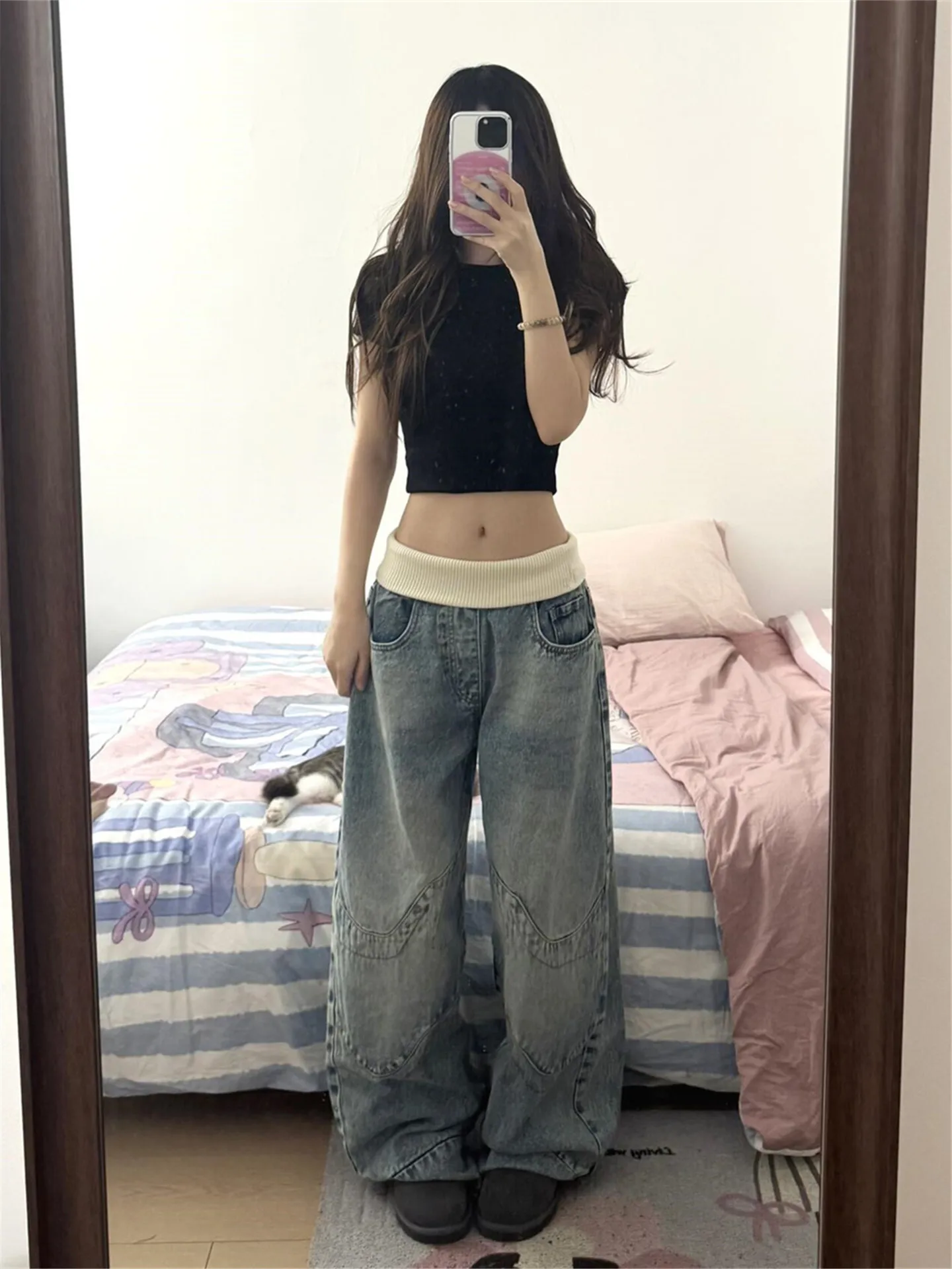 Low Waist Straight Leg Denim Jeans Women's Summer Loose Slimming Floor-Length Vintage Patchwork Heavy Duty American Style
Low Waist Straight Leg Denim Jeans Women's Summer Loose Slimming Floor-Length Vintage Patchwork Heavy Duty American Style