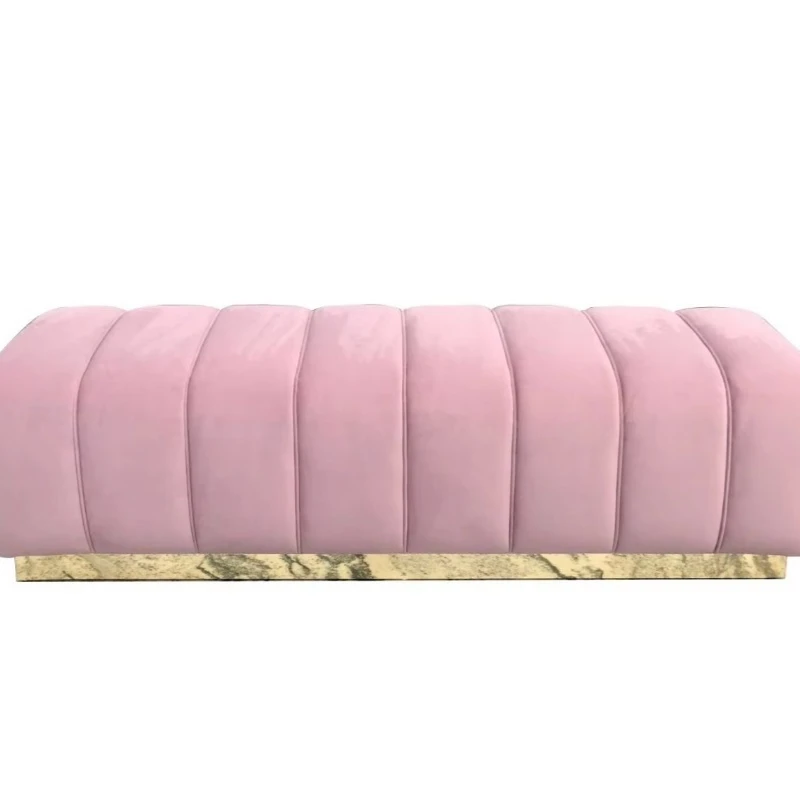 Modern pink swan tufted footstool with gold base, living room furniture
Modern pink swan tufted footstool with gold base, living room furniture