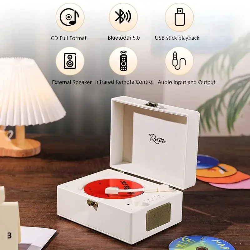 Portable Rechargeable Cd Music Player Vintage Leather Cd Player Two-Way Bluetooth 5.0 Built-In Speaker Usb Lossless Player 
Portable Rechargeable Cd Music Player Vintage Leather Cd Player Two-Way Bluetooth 5.0 Built-In Speaker Usb Lossless Player