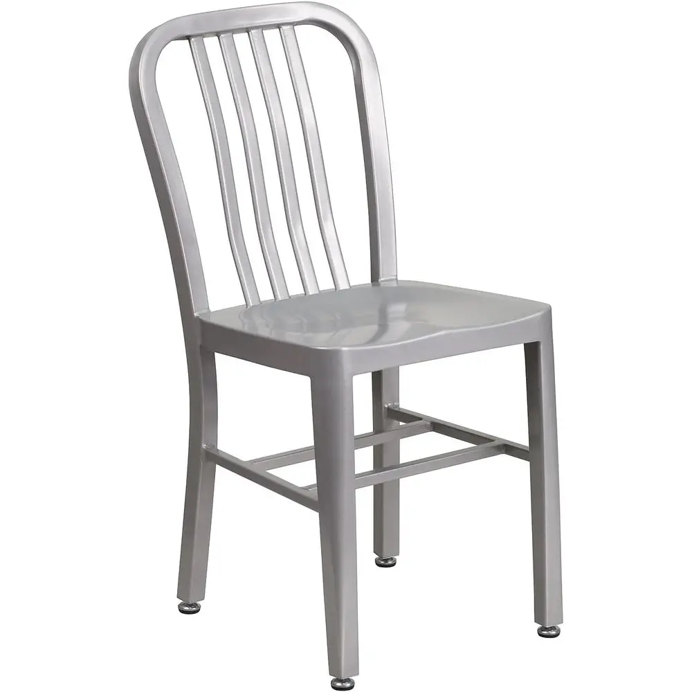 Powder-Coated Silver Steel Dining Chair with Veal Slat Back, Suitable for Indoor and Outdoor, Supports 500 lbs, Ergonomic Design
Powder-Coated Silver Steel Dining Chair with Veal Slat Back, Suitable for Indoor and Outdoor, Supports 500 lbs, Ergonomic Design
