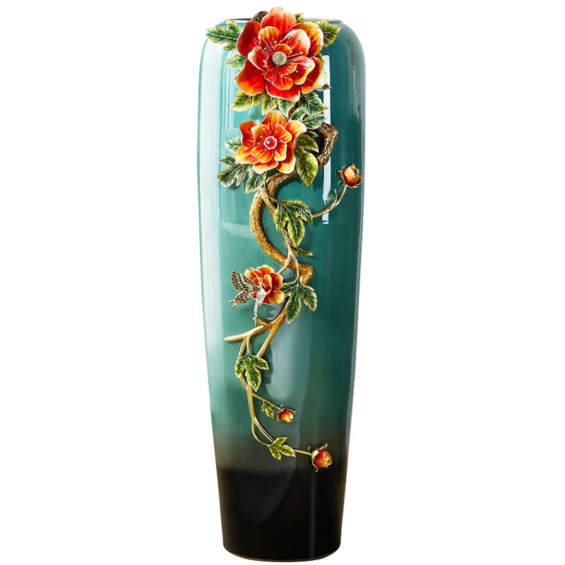Floor-to-ceiling large vase living room ceramic dried flower arrangement ornament European-style home entrance creative vase
Floor-to-ceiling large vase living room ceramic dried flower arrangement ornament European-style home entrance creative vase