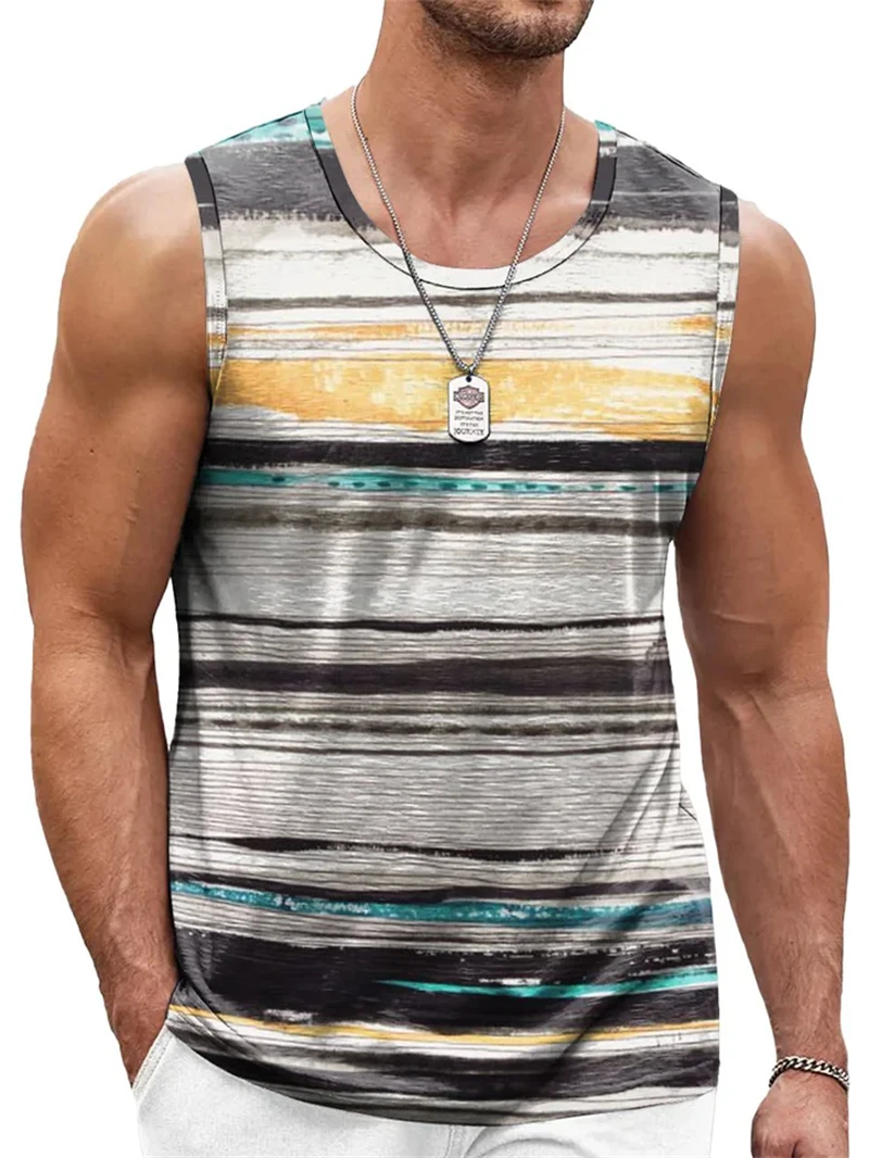 Retro Stripe Graphic Tank Tops For Men Fashion Casual Summer Sleeveless 3D Printed Vest Loose Crew Neck Quick Dry Sports Tees
Retro Stripe Graphic Tank Tops For Men Fashion Casual Summer Sleeveless 3D Printed Vest Loose Crew Neck Quick Dry Sports Tees