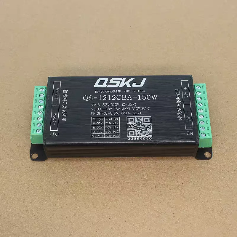 Power Supply QS-1212CBA-150W 150W DC to DC 6-32V to 0.8-28V 15A Auto Boost Buck Converter
Power Supply QS-1212CBA-150W 150W DC to DC 6-32V to 0.8-28V 15A Auto Boost Buck Converter