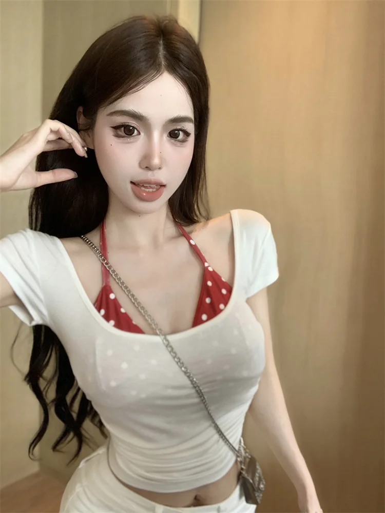Sweet Polka Dot Halter Neck Top Women's Pure Desire Summer New Sexy Backless Body Shape Show Girl Lockbone T-shirt Commute St...
Sweet Polka Dot Halter Neck Top Women's Pure Desire Summer New Sexy Backless Body Shape Show Girl Lockbone T-shirt Commute St...