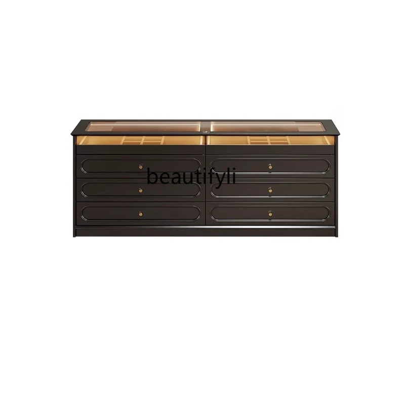 Italian minimalist chest cabinet light luxury wall decoration display cabinet against the wall drawer cabinet glass countertop
Italian minimalist chest cabinet light luxury wall decoration display cabinet against the wall drawer cabinet glass countertop