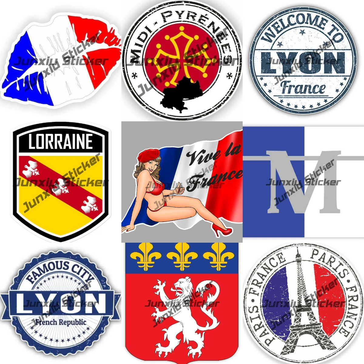 Lorraine Lyon France Pin Up Girl Flag Emblem Vinyl Stickers Nice Midi-Pyrénées Normandie France Seal Round Flag Travel Stamp
Lorraine Lyon France Pin Up Girl Flag Emblem Vinyl Stickers Nice Midi-Pyrénées Normandie France Seal Round Flag Travel Stamp