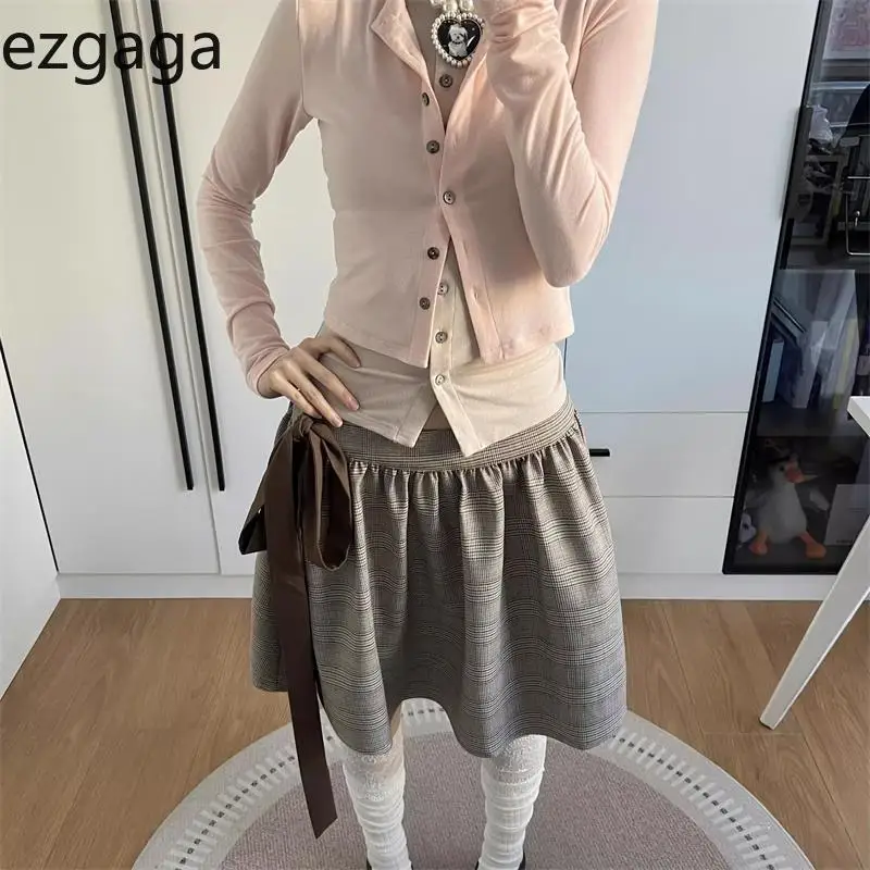 Ezgaga Skirts Women Vintage Plaid Bandage Bow French Style Chic Preppy Style Fashion Elegant Mini Skirt Ladies Casual Sweet
Ezgaga Skirts Women Vintage Plaid Bandage Bow French Style Chic Preppy Style Fashion Elegant Mini Skirt Ladies Casual Sweet