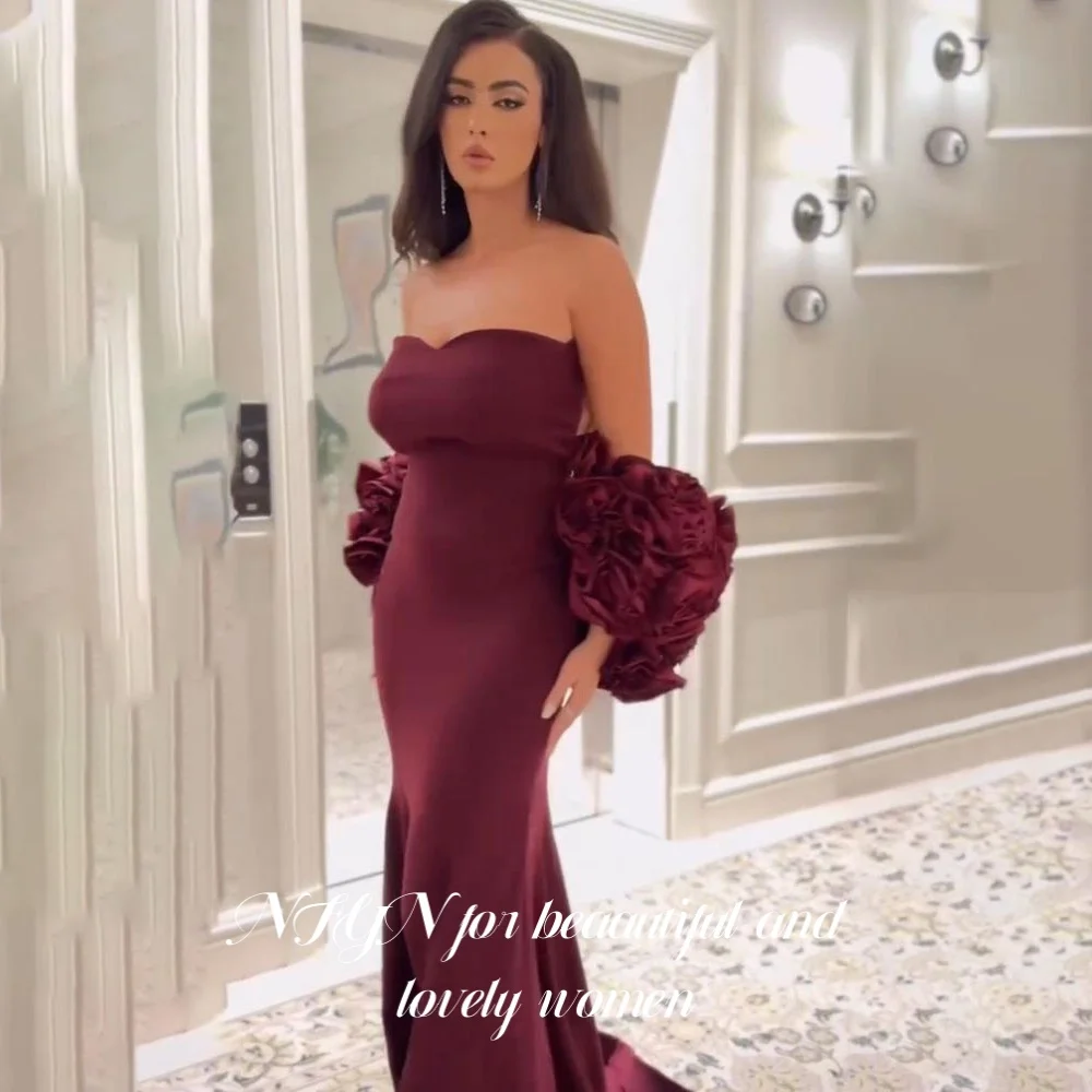 NFYN Burgundy Party Dresses for Party Sweetheart Formal Dress 3D-Flowers Stain Trumpet Formal Gown Long Evening Dress Customized
NFYN Burgundy Party Dresses for Party Sweetheart Formal Dress 3D-Flowers Stain Trumpet Formal Gown Long Evening Dress Customized