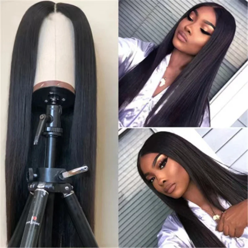 New European and American fashion , middle-parted long straight hair, African lace front wig
New European and American fashion , middle-parted long straight hair, African lace front wig