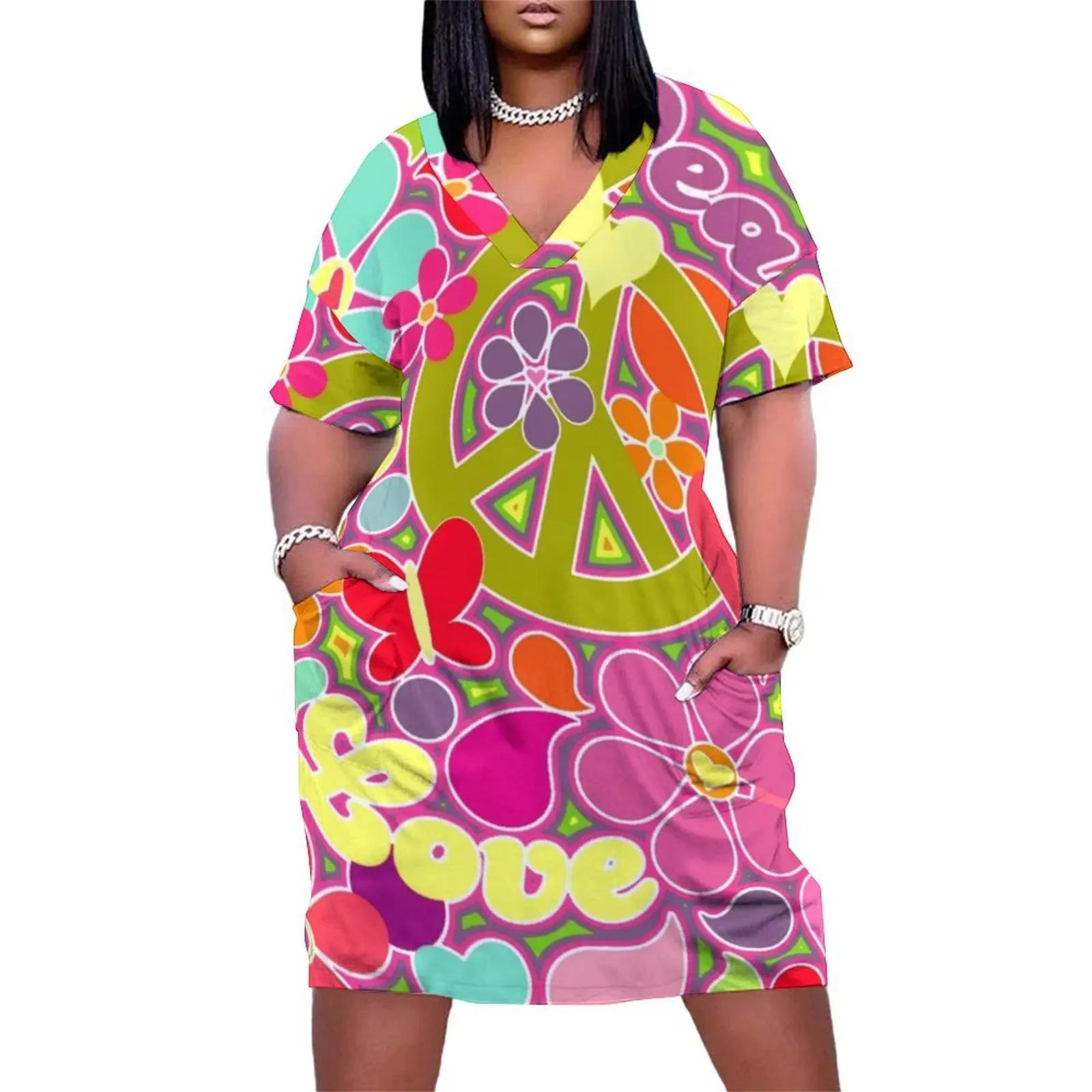 Retro Colorful Peace and Love Flower Power Art Loose Pocket Dress dresses women summer 2025 Dresses Women's summer dress
Retro Colorful Peace and Love Flower Power Art Loose Pocket Dress dresses women summer 2025 Dresses Women's summer dress