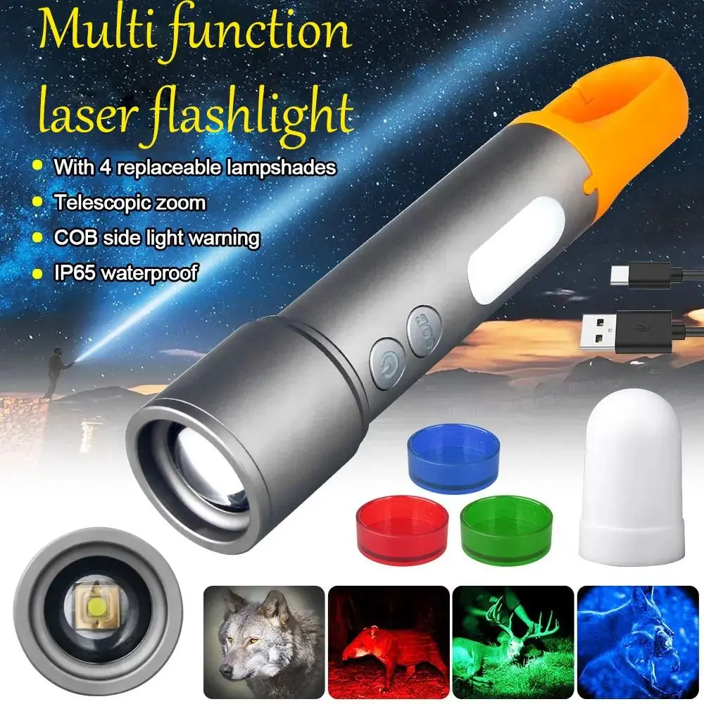 White Laser LED Flashlight Multicolor Lenses COB Sidelight Zoomable Flashlight Rechargeable Waterproof Brightest Flashlights
White Laser LED Flashlight Multicolor Lenses COB Sidelight Zoomable Flashlight Rechargeable Waterproof Brightest Flashlights
