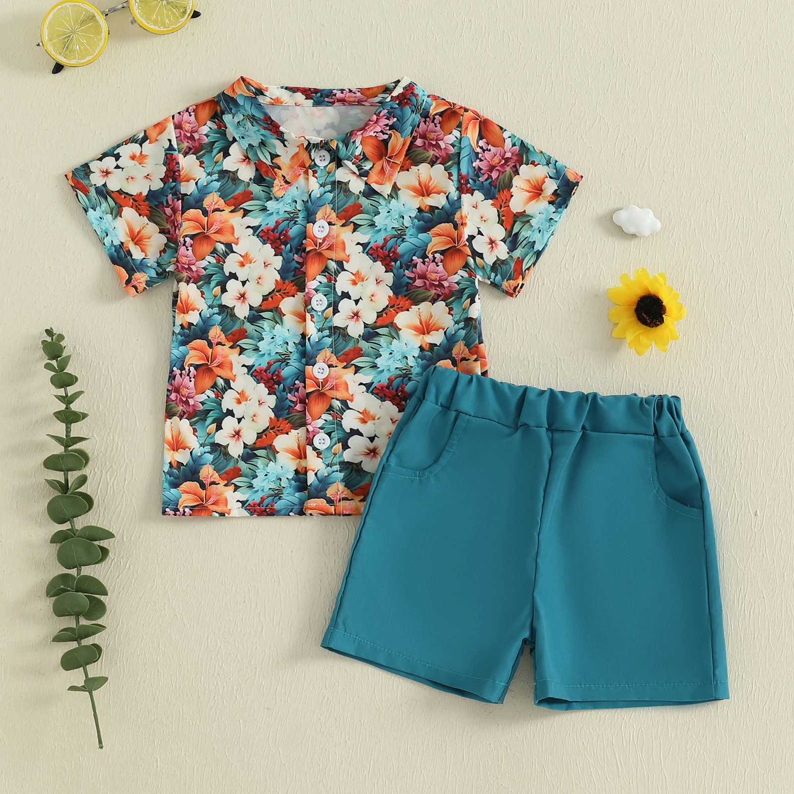 1-5 Years Kids Boys Shorts Set Short Sleeve Flower Print Shirt with Elastic Waist Shorts Toddler Set Summer Outfit
1-5 Years Kids Boys Shorts Set Short Sleeve Flower Print Shirt with Elastic Waist Shorts Toddler Set Summer Outfit