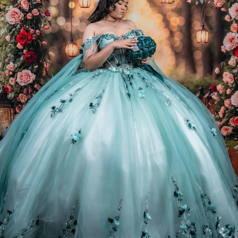 Аква-синие платья Quinceanera с открытыми плечами, аппликация, цветок, бисер, кристалл, тюль, вечерние, день рождения, милое платье 16, Vestidos 15 De 
Аква-синие платья Quinceanera с открытыми плечами, аппликация, цветок, бисер, кристалл, тюль, вечерние, день рождения, милое платье 16, Vestidos 15 De