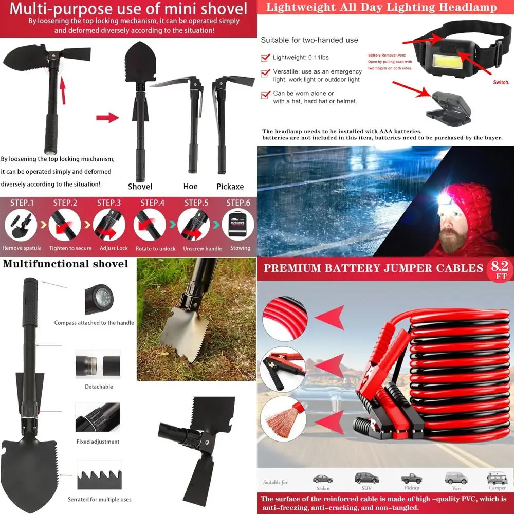 Car Roadside Emergency Kit, with Jumper Cables Automotive Kit,Car Safety Roadside Assistance Kit Headlamp,Tow Straps, Safety Ham
Car Roadside Emergency Kit, with Jumper Cables Automotive Kit,Car Safety Roadside Assistance Kit Headlamp,Tow Straps, Safety Ham