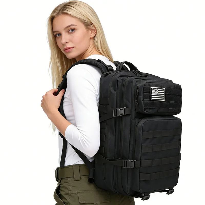 45L tactical backpack, large capacity design, multiple compartments, MOLLE expansion system, adjustable chest buckle, wear-resis
45L tactical backpack, large capacity design, multiple compartments, MOLLE expansion system, adjustable chest buckle, wear-resis