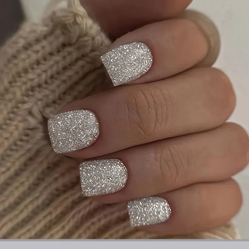 24PCS Short Square Silver Glitter Press On Nails, False Nails withAdhesiveTape & File, Reusable Acrylic Nails Kit for Women Gift
24PCS Short Square Silver Glitter Press On Nails, False Nails withAdhesiveTape & File, Reusable Acrylic Nails Kit for Women Gift