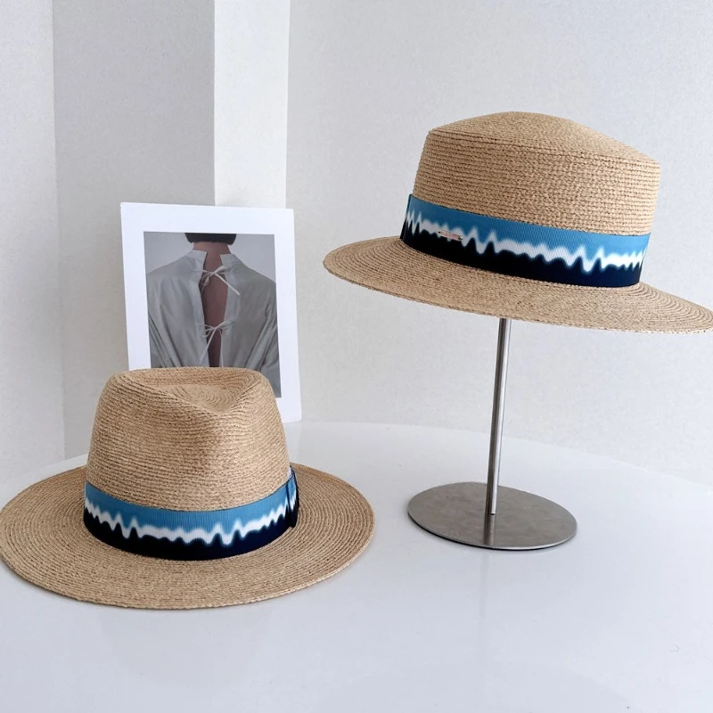 Vacation Style Sea Wave Blue Satin Ribbon Jazz hat Men Women Summer Sun Protection Straw Hat Seaside Outing Rafi Grass Flat Cap
Vacation Style Sea Wave Blue Satin Ribbon Jazz hat Men Women Summer Sun Protection Straw Hat Seaside Outing Rafi Grass Flat Cap