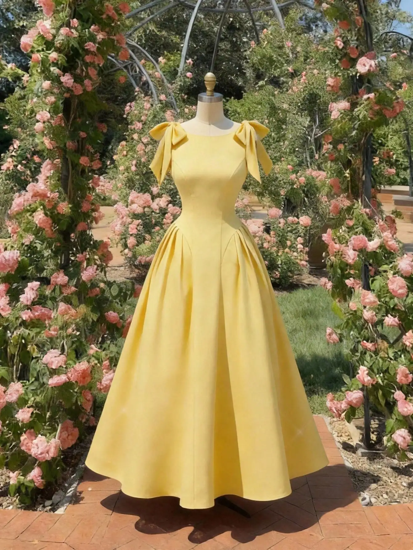 Yellow Bow Pleated A-Line Dress For Women Spring Summer Elegant Party Wedding Guest
Yellow Bow Pleated A-Line Dress For Women Spring Summer Elegant Party Wedding Guest